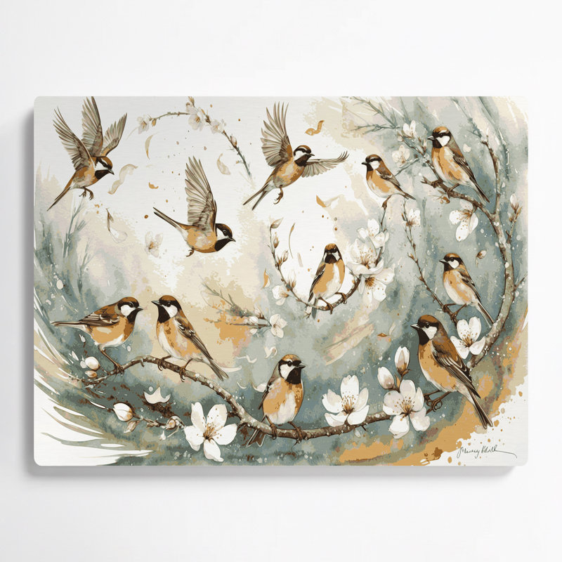 Art mural en métal oiseaux Birds Common, H 12 po x l 18 po
