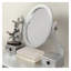  Ensemble de meuble-lavabo 30 "en bois massif avec miroir ovale et tabouret, argent. 