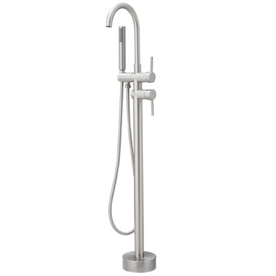 Single Handle Floor Mount Freestanding Tub Faucet Bathtub Filler With Hand Shower