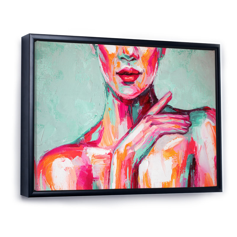 «Pastel Artistic Seduction Woman V», reproduction d'art sur toile, H 12 po x l 20 po x P 1 po, Toile avec cadre flottant noir