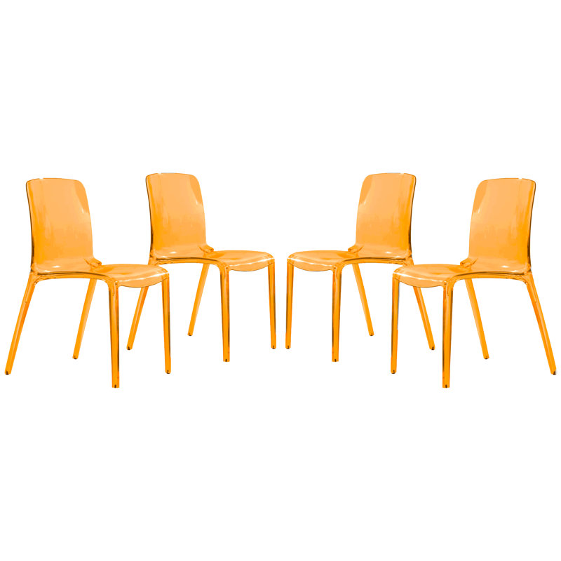 Stackable Dining Chair Transparent Acrylic Commercial Banquet Modern Side Chair (Set of 4)