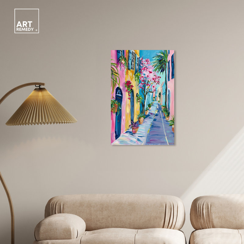 Art Remedy The Colorful Streets, cadre coloré bord de mer 57423, H 30 po x l 20 po, Wrapped Canvas