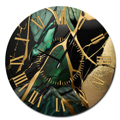Horloge murale abstraite Geode Green III - Marbre