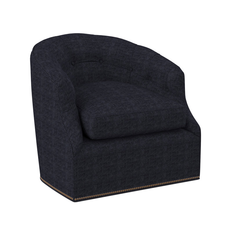 Chaise pivotante Calvert, Petit bronze antique, 100 % polyester bleu marine Venise
