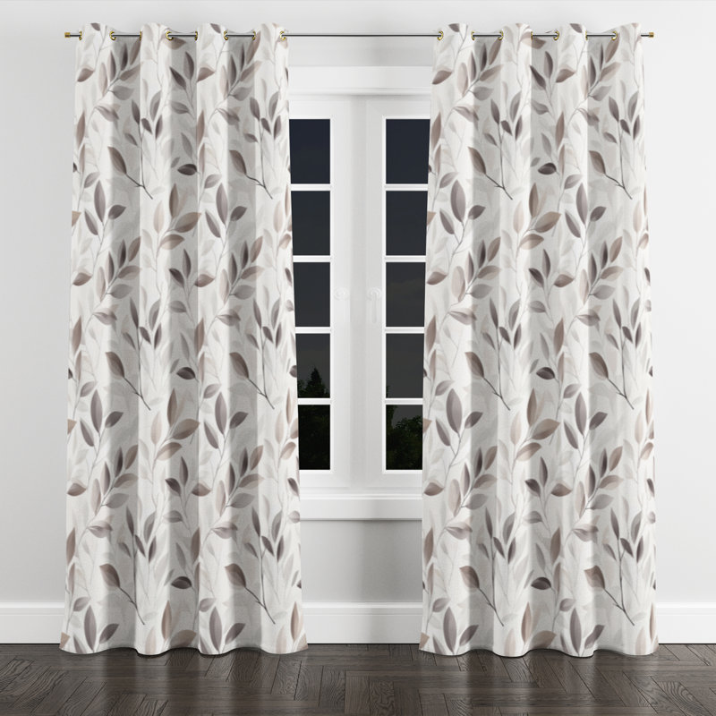 Floral Room Darkening Curtains - Country Farmhouse Bouchet Grommet Curtain - 1 Panel, Gold Grommets, 52" W x 84" L