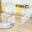 Lit plateforme en bois Hajer avec clôture et porte-657190989-657190986
