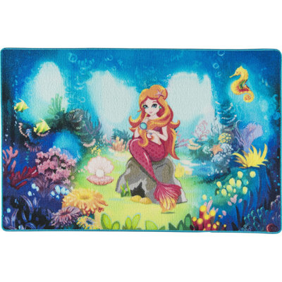 Tapis rectangulaire en polyamide touffeté à la machine Ashippun bleu / rouge / jaune