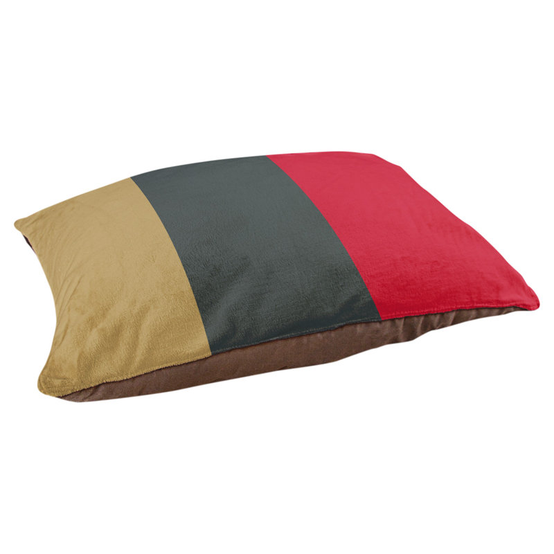 Oreiller rectangulaire New York, Grand (L 40 po x l 50 po), Or / gris acier / rouge
