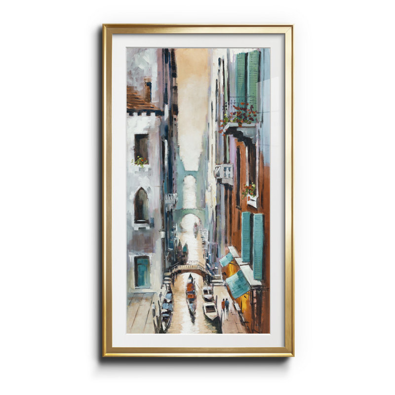 Canal View I - impression, H 10,5 po x l 18,5 po x P 1,5 po, Or
