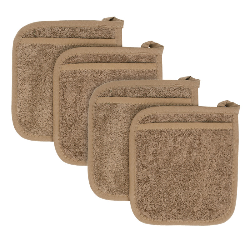 RITZ Cotton Potholder Set, Mocha Brown