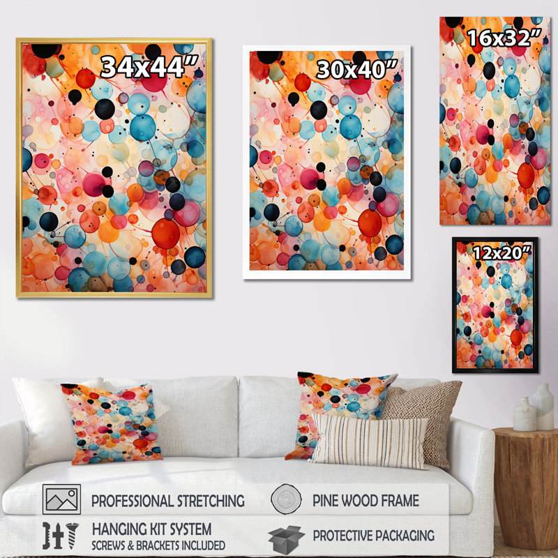 Mid-Century coloré, contrastes colorés IV sur toile, Cadre photo doré, H 20 po x l 12 po x P 1 po