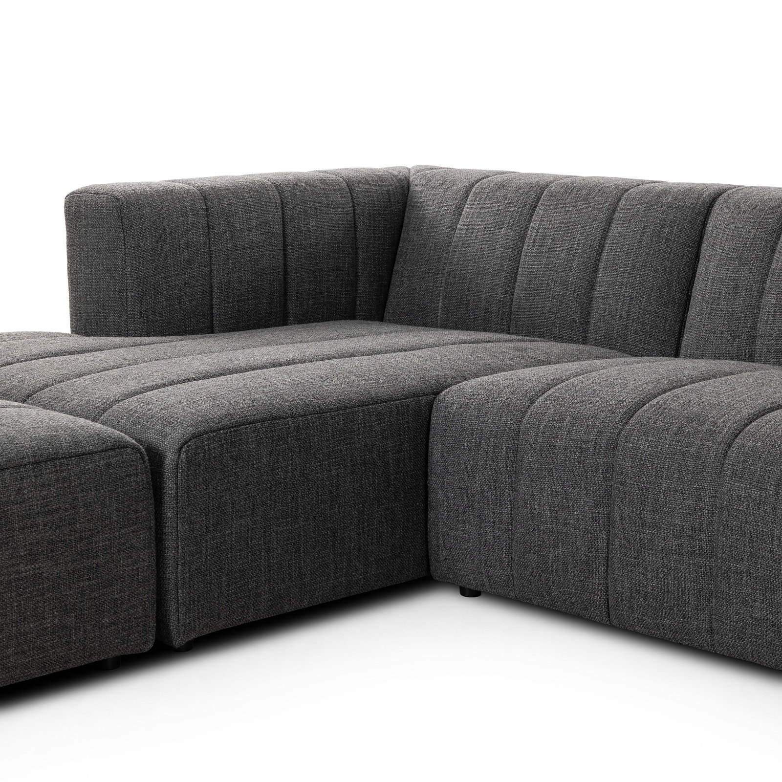 Bowry Sofa and Chaise, Left Hand Facing, Saxon Charcoal Polyester Blend