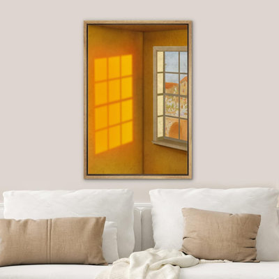 Architecture Building " IDEA4WALL Framed Canvas Print Wall Art Preppy Room Decor Golden Hour Vibrant Window Silhouette Landscape Window View Decorative Scenic Colorful For Living Room, Bedroom, Office "