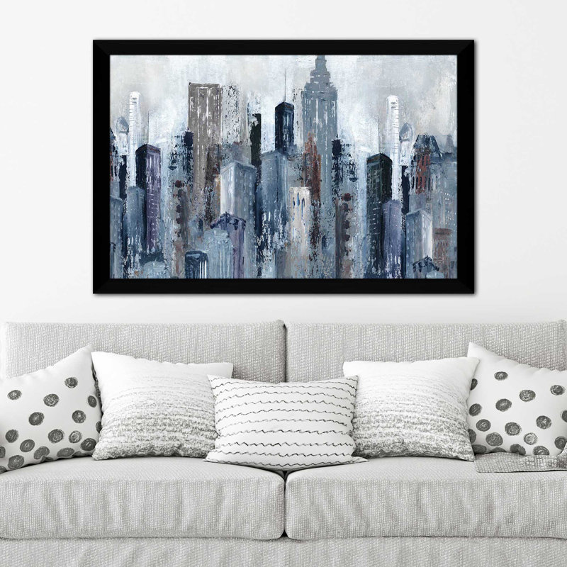 City Mood par - Peinture, Cadre noir, H 33,5 po x l 49,5 po x P 1 po