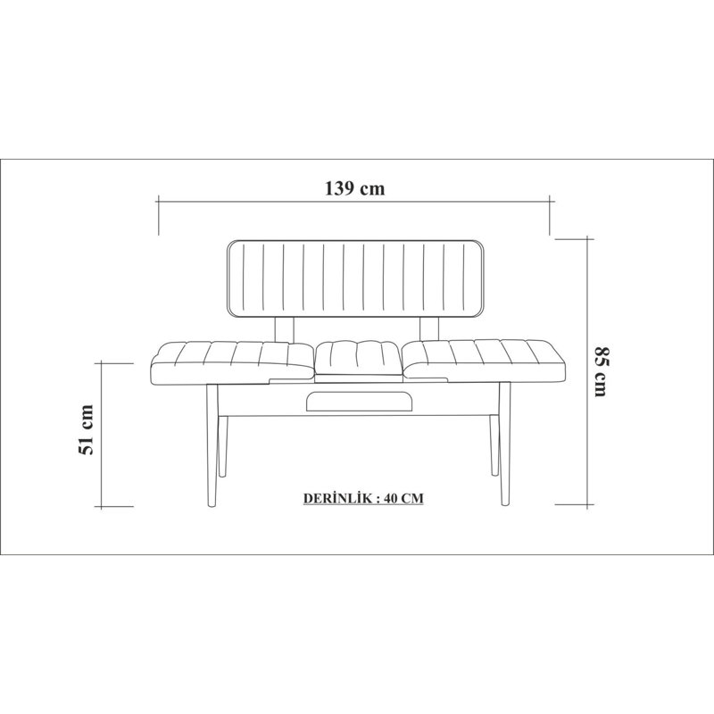 Banc rembourré Vioria, Naturel