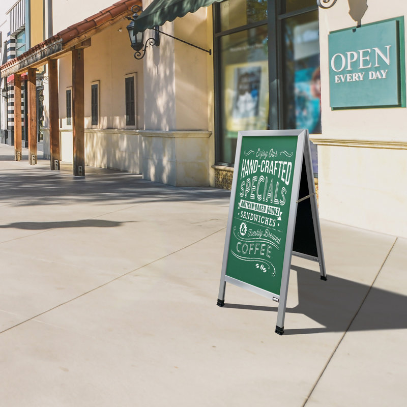 Black Aluminum A-Frame Sidewalk Chalkboard, 42" x 18"
