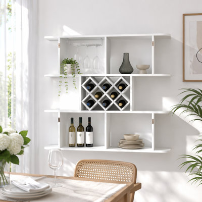3-Tier Wall Mounted Wine Rack with Wine Glass Holder