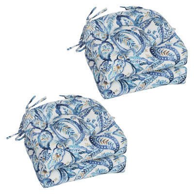 16-Inch Rounded Back Outdoor Tufted Chair Cushions (Set Of 4)