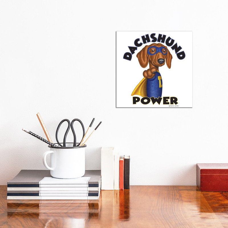 Dachshund Power Super Hero by Danny Gordon - Wrapped Canvas Gallery-Wrapped Canvas Giclée, Wrapped Canvas, 12" H x 12" W