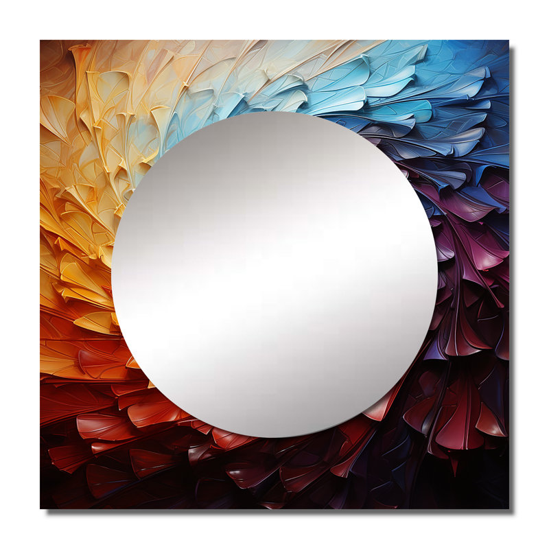 Rhythic Pulse I - Grand miroir carré abstrait pour décoration murale, 23 po x 23 po