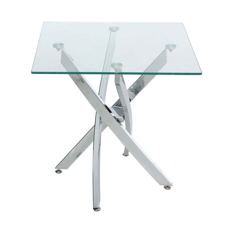 Marroquin Glass Top Cross Legs End Table