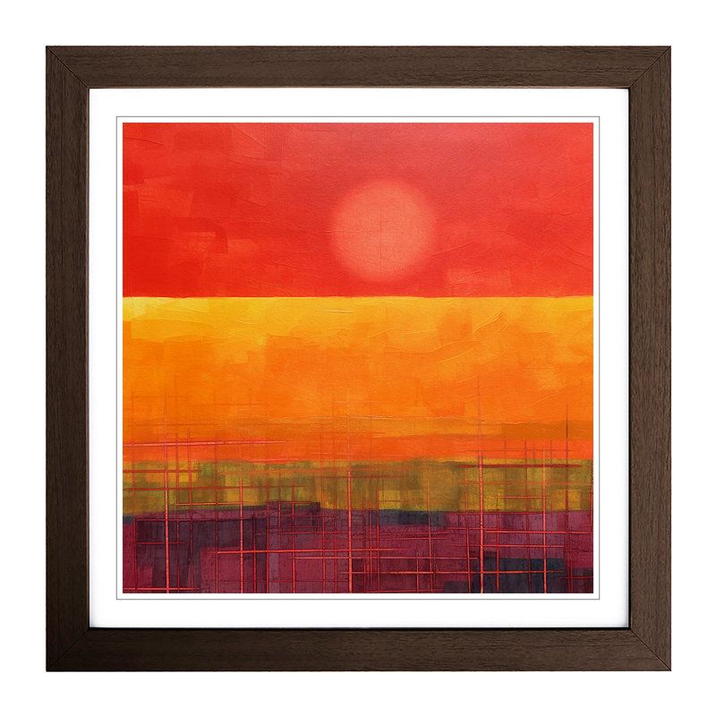 Japanese Sunset Colour Field Painting No.3 - Single Picture Frame Print, Walnut