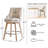 Counter Height Bar Stools,Swivel Bar Stools with Backs,Barstools Set of 3,26'' Solid Wood Legs,Thick Seat Upholstered Linen Fabric Counter Height Stools in Sand-561896829-561353373