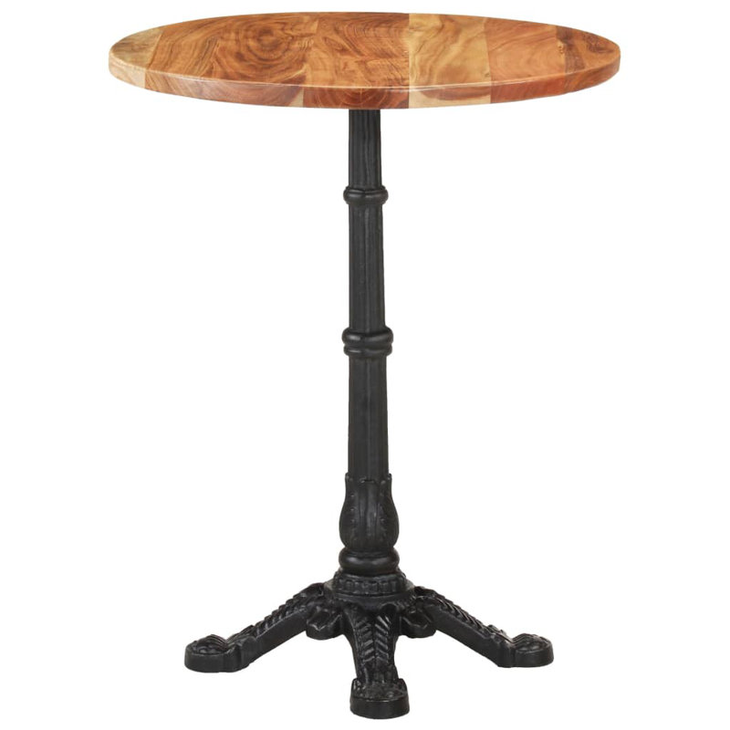 Gottschalk Acacia Round Solid Wood Top Metal Base Dining Table, Brown
