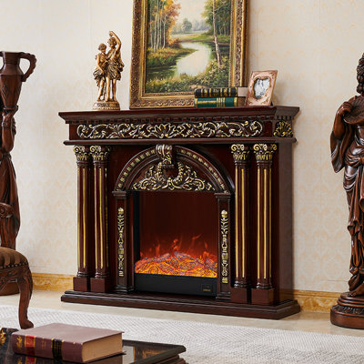 French carved electric fireplace TV stand by Bkoksety