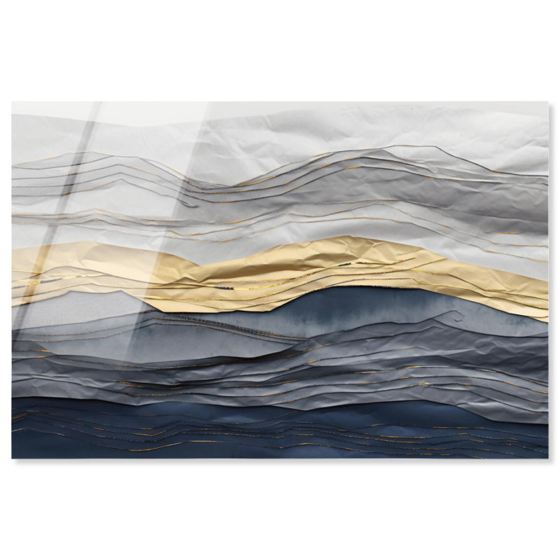 Art mural acrylique coulant «Golden Tide» par Art Remedy, prêt à être accroché, H 10 po x l 15 po