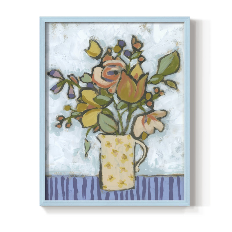 «Candy Color Bouquet I», reproduction encadrée - bois massif, Bleu, H 11 po x l 9 po