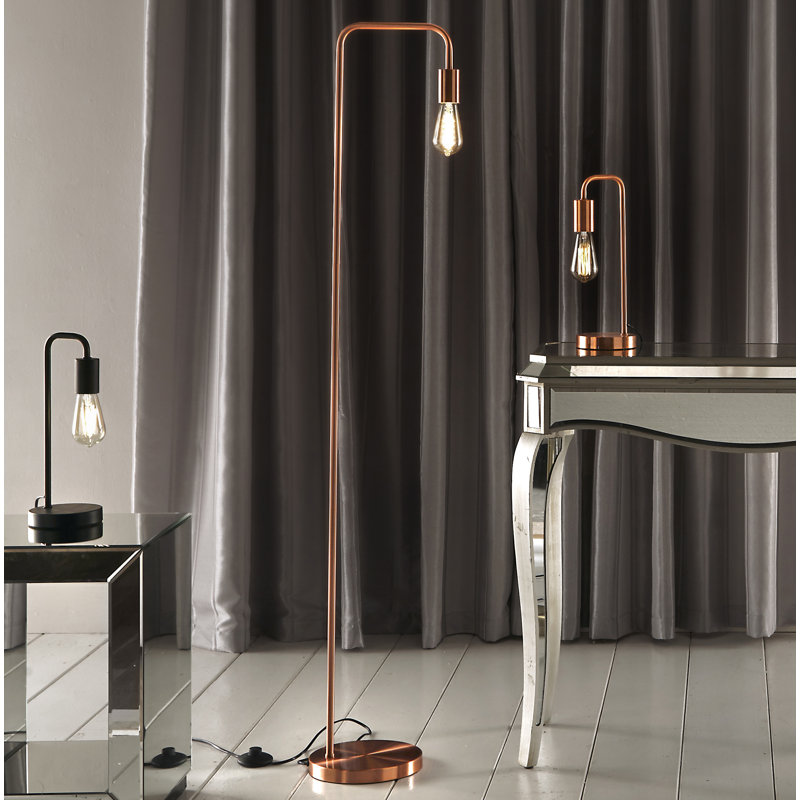 Price 146cm Arched Floor Lamp, Brushed Copper