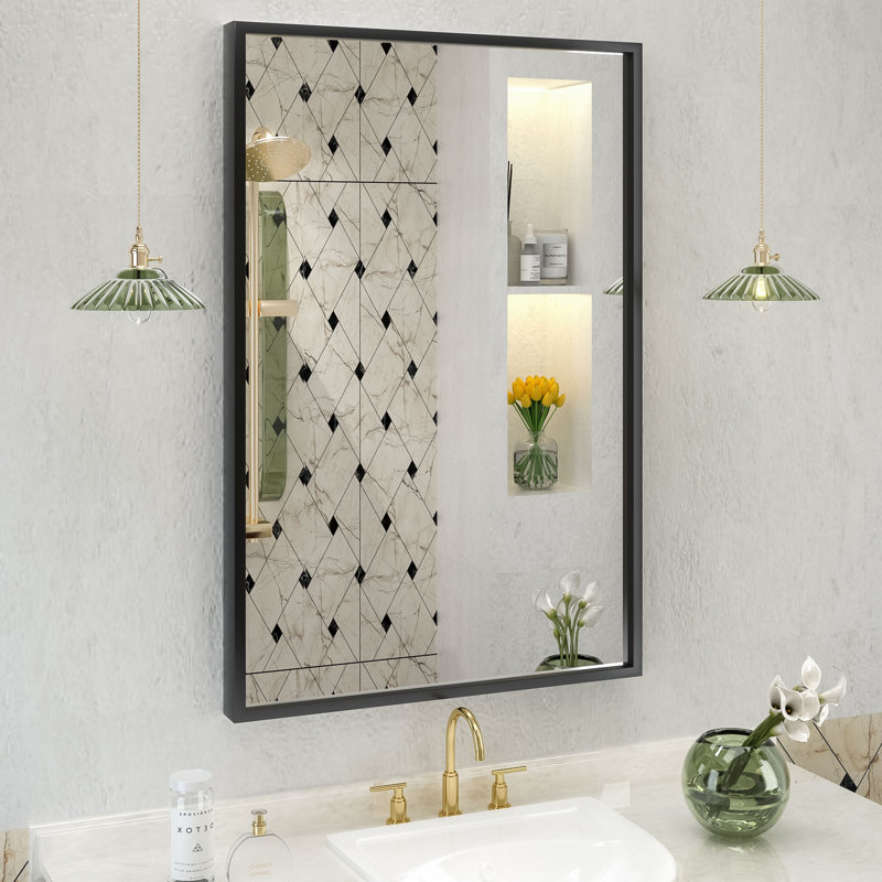 Miroir mural Amara, 36 po x 24 po, Matte Black
