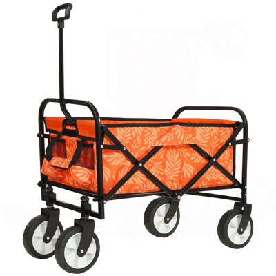 Two Pieces: Heavy-Duty 500Lb Capacity Beach Wagon W/9" Pneumatic Tires & Steel Frame; Compact 225Lb Foldable Utility Cart W/Straps For Camping/Gardening - All-Terrain & Collapsible Designs