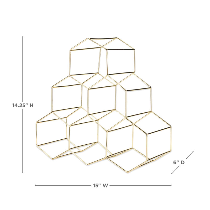 Elegant Geo Gold-Plated Iron 6-Bottle Tabletop Wine Rack