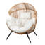 Fauteuil œuf en osier pour patio avec coussin-6438589