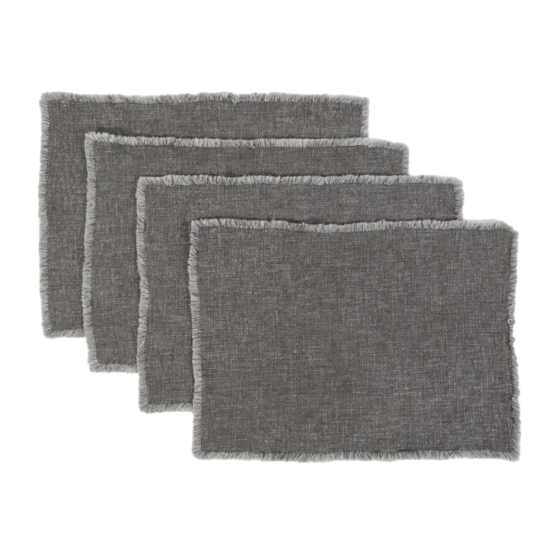 Oakville 19" Linen/Cotton/Polyester Placemat, Charcoal