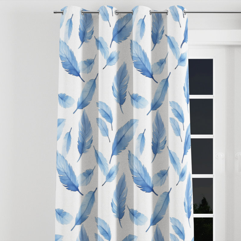 Coastal Curtains for bedroom - Floral Bradynn Grommet Curtain - 1 Panel, 52" W x 90" L, Silver Grommets