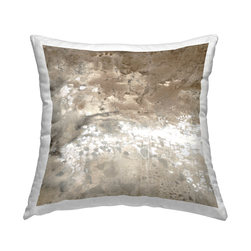 Coussin décoratif abstrait à imprimé abstrait brun par Liz Jardine