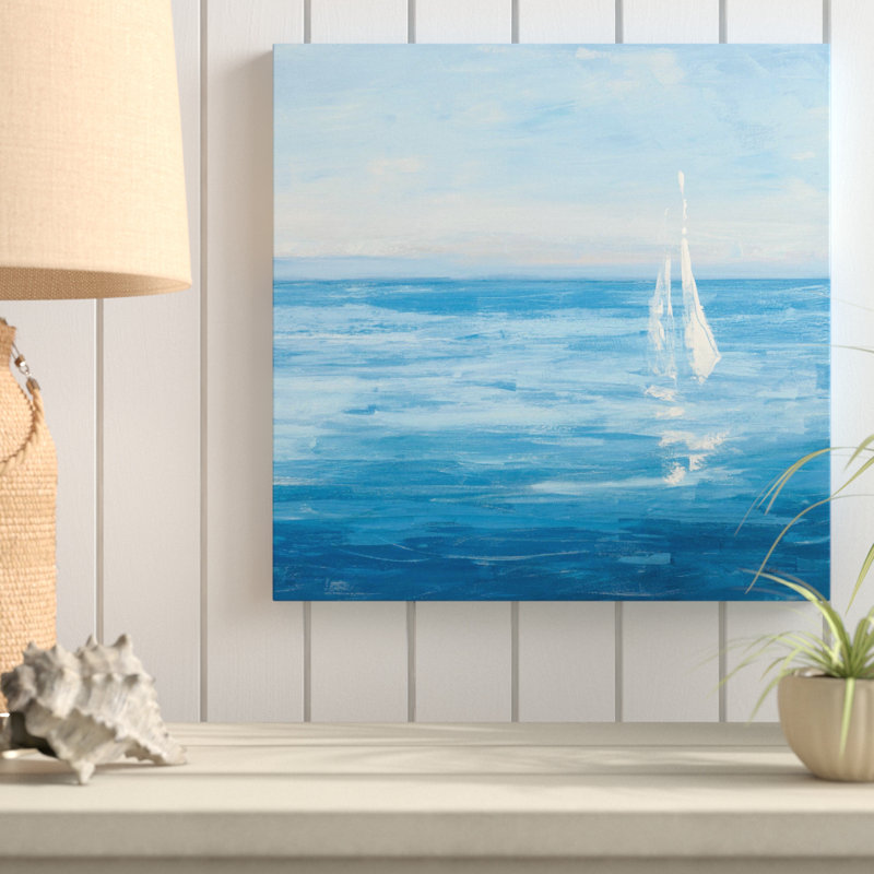 «Open Sail with Turquoise I», reproduction de peinture acrylique sur toile, H 39,5 po x l 39,5 po x P 2 po