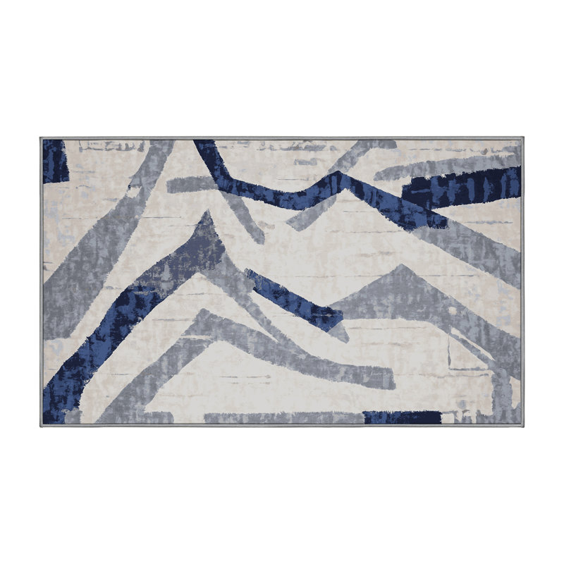 Machine Washable Gray Area Rug, Rectangle 5' x 8'