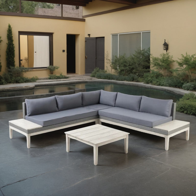 Ensemble de conversation d'extérieur pour 5 personnes avec coussins, Gris