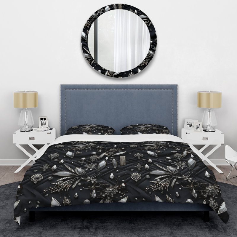 Ensemble de housse de couette Hollywood Glamour Diamond In Black And White - Glam