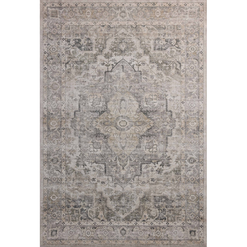 Amber Lewis x Loloi Machine Washable Josie Silver / Natural Area Rug, Runner 2'6" x 7'6"