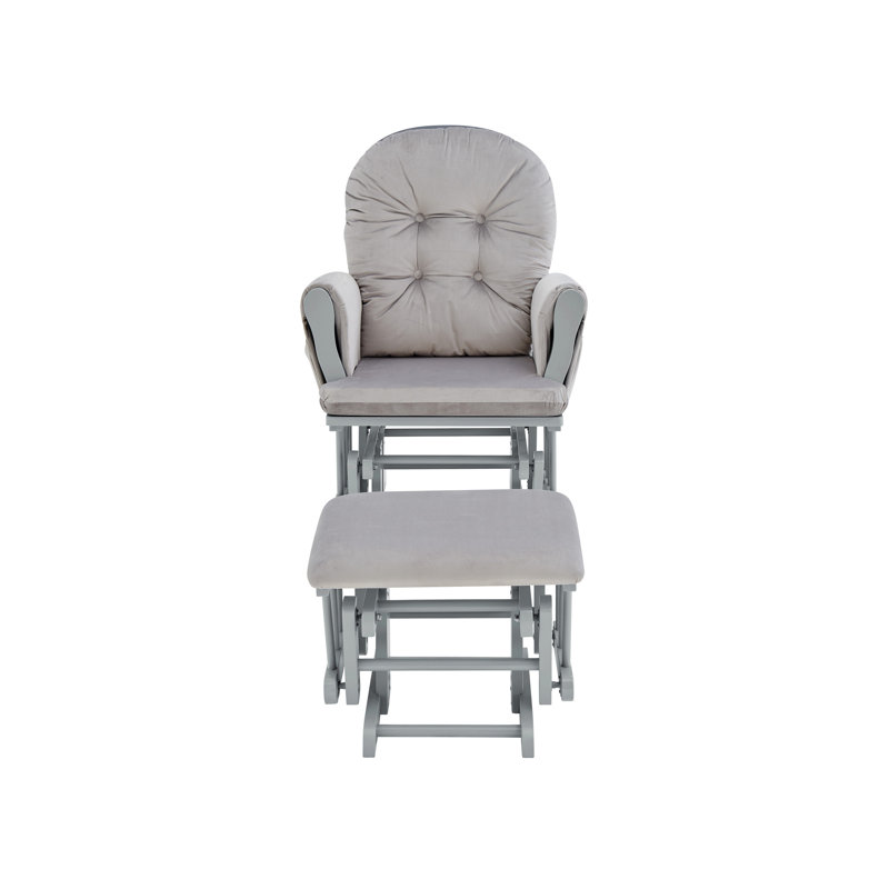 Fauteuil oscillant et repose-pieds Mason, Gris, Bois gris