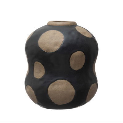 Bologna Round Stoneware Vase with Wax Relief Dots