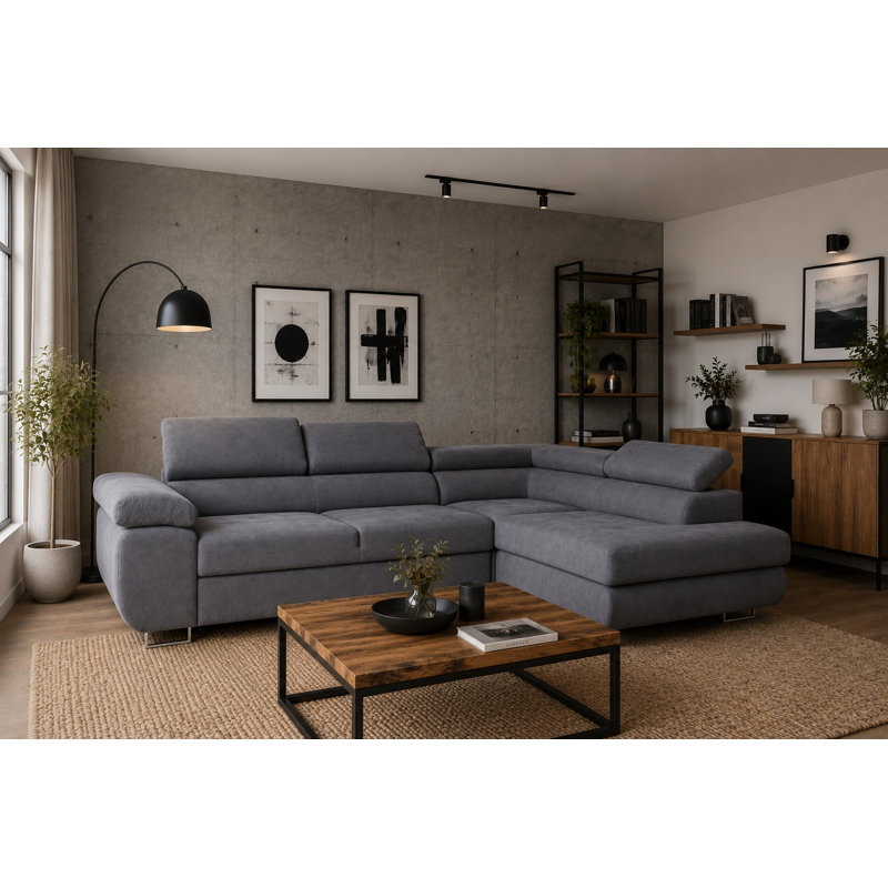 Flavius Corner Sofa Bed, Right Hand Facing, Graphite