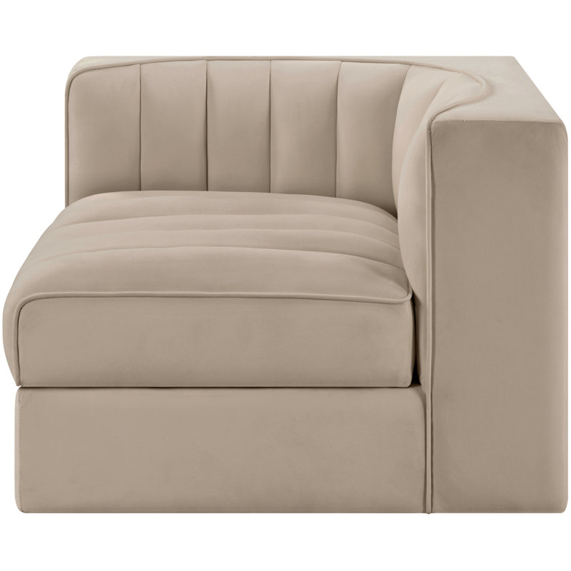 Chaise d'angle rembourrée en tissu Rummi, Beige