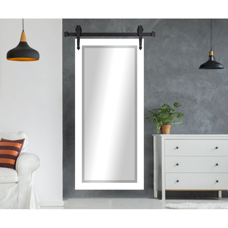 Neace Flat Wall Mirror, Satin White, 77" H x 31" W