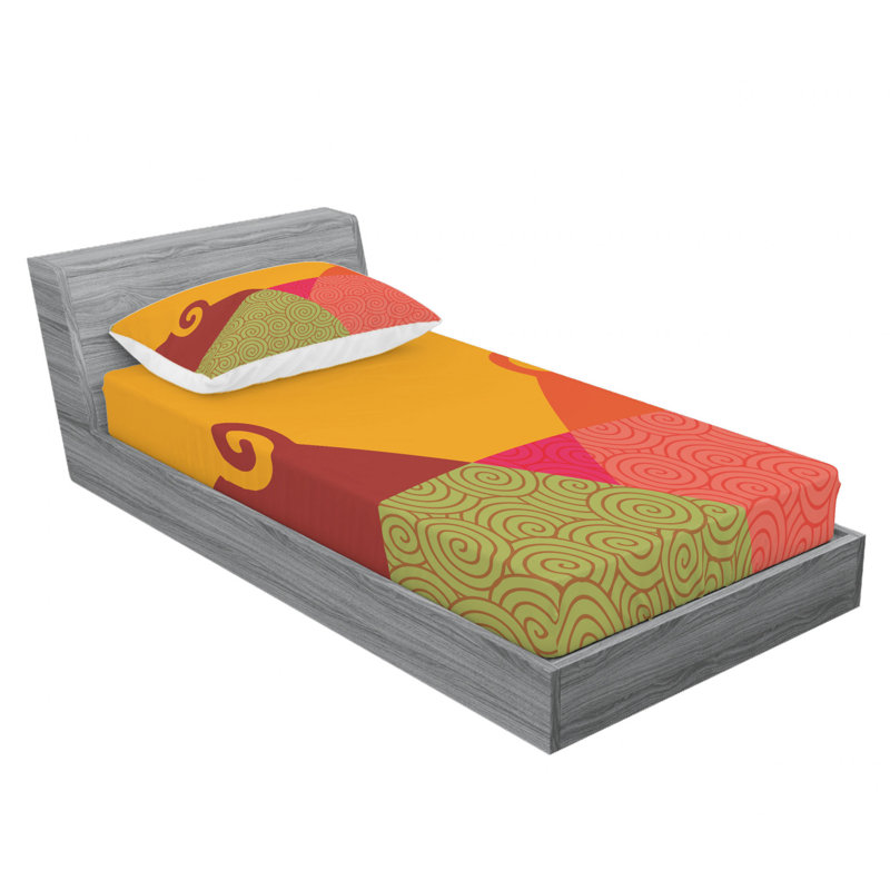 Microfiber Abstract Sheet Set, Twin Sheet Set with Fitted Sheet